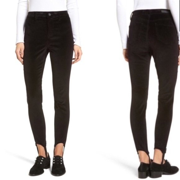 Paige High Rise Velvet Stirrup Jeans - Picture 2 of 11